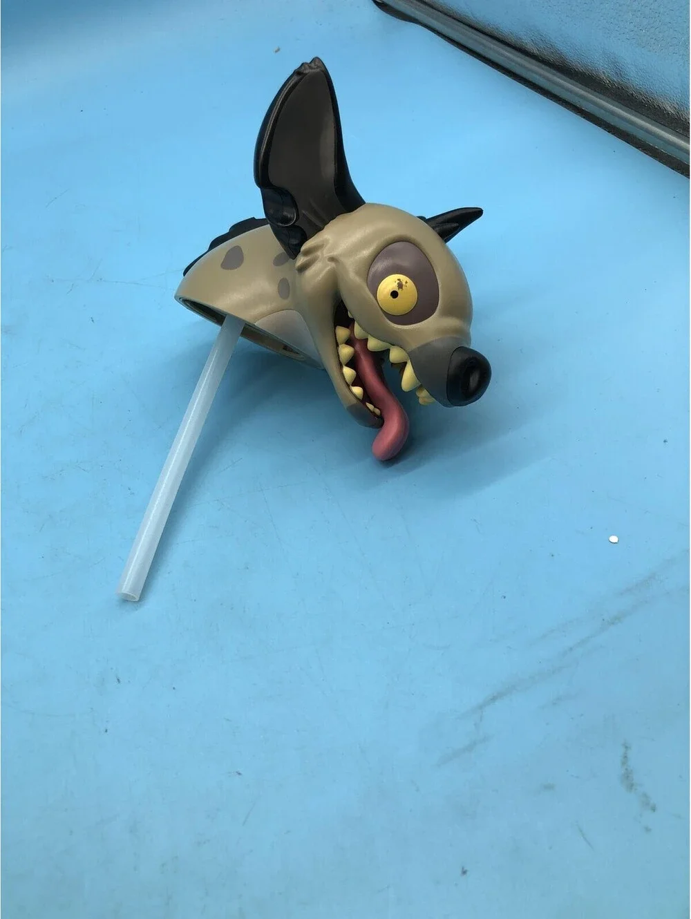 Disney Parks Lion King Hyena Sippy Cup Gray Figural Plastic Straw Lanyard